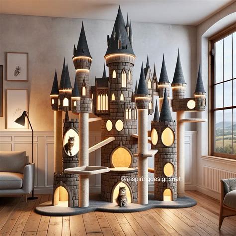 Hogwarts cat tree - The Catit Vesper Treehouse is a nature-inspired cat play tree with comfy fabric hideaway and hammock perch. At the heart sits the sturdy tree trunk in the form of a thick, natural scratching post. The furniture’s elegant wooden poles make up the tree branches, which you can dress with different toys to keep your cat entertained. 